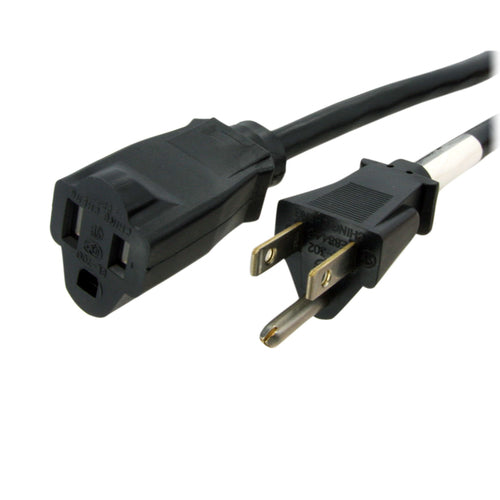 StarTech.com 10ft (3m) Power Extension Cord, NEMA 5-15R to NEMA 5-15P Black Extension Cord, 13A 125V, 16AWG, Outlet Extension Power Cable, NEMA 5-15R to NEMA 5-15P AC Computer Power Cord - UL Listed